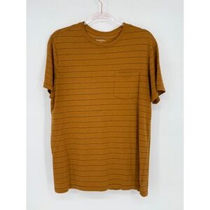 Goodfellow & Co‎ Men's Brown Striped Pocket T-Shirt Casual Short Sleeve Top
